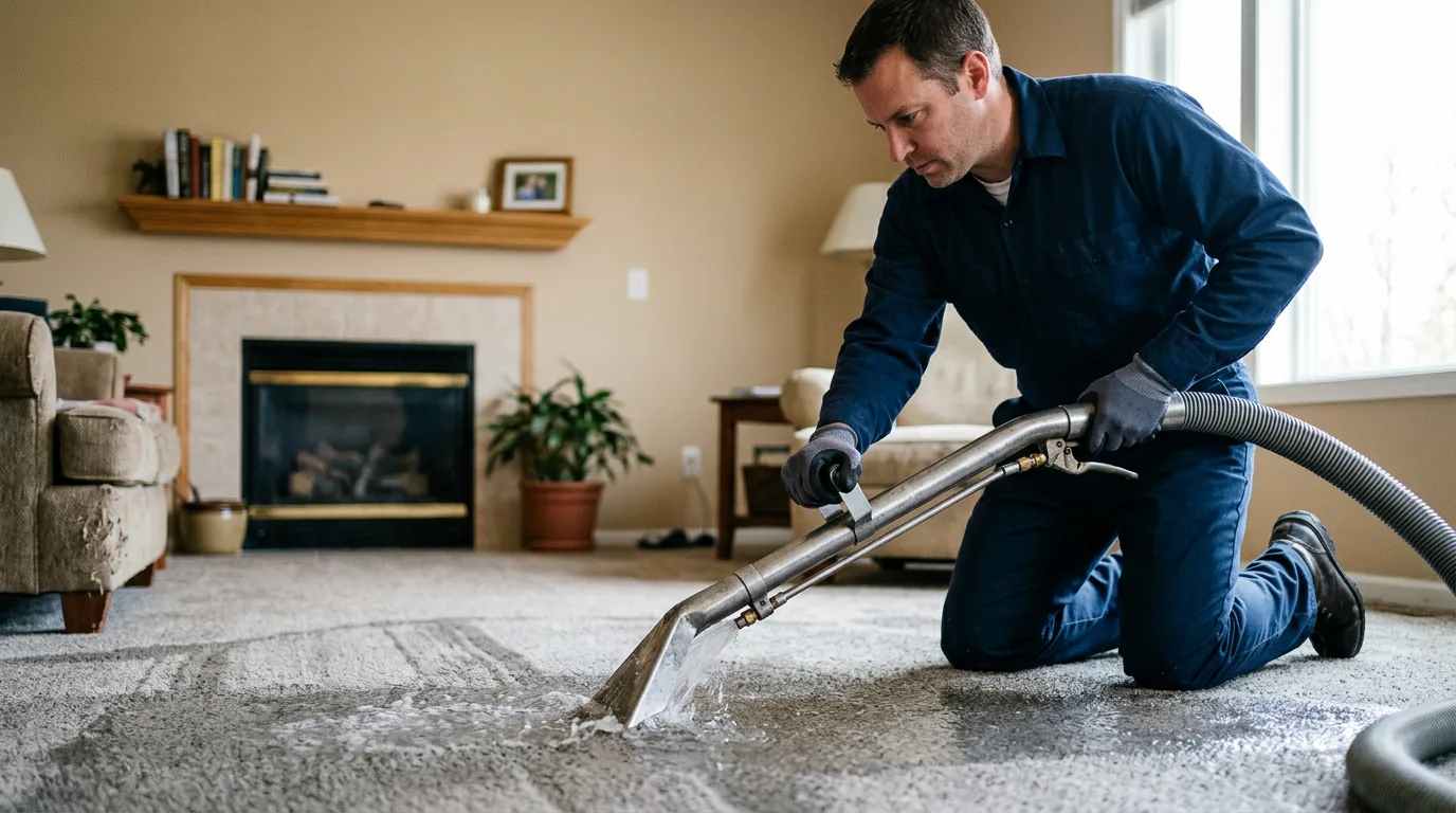 Water damage restoration technician working near White Lake, WI